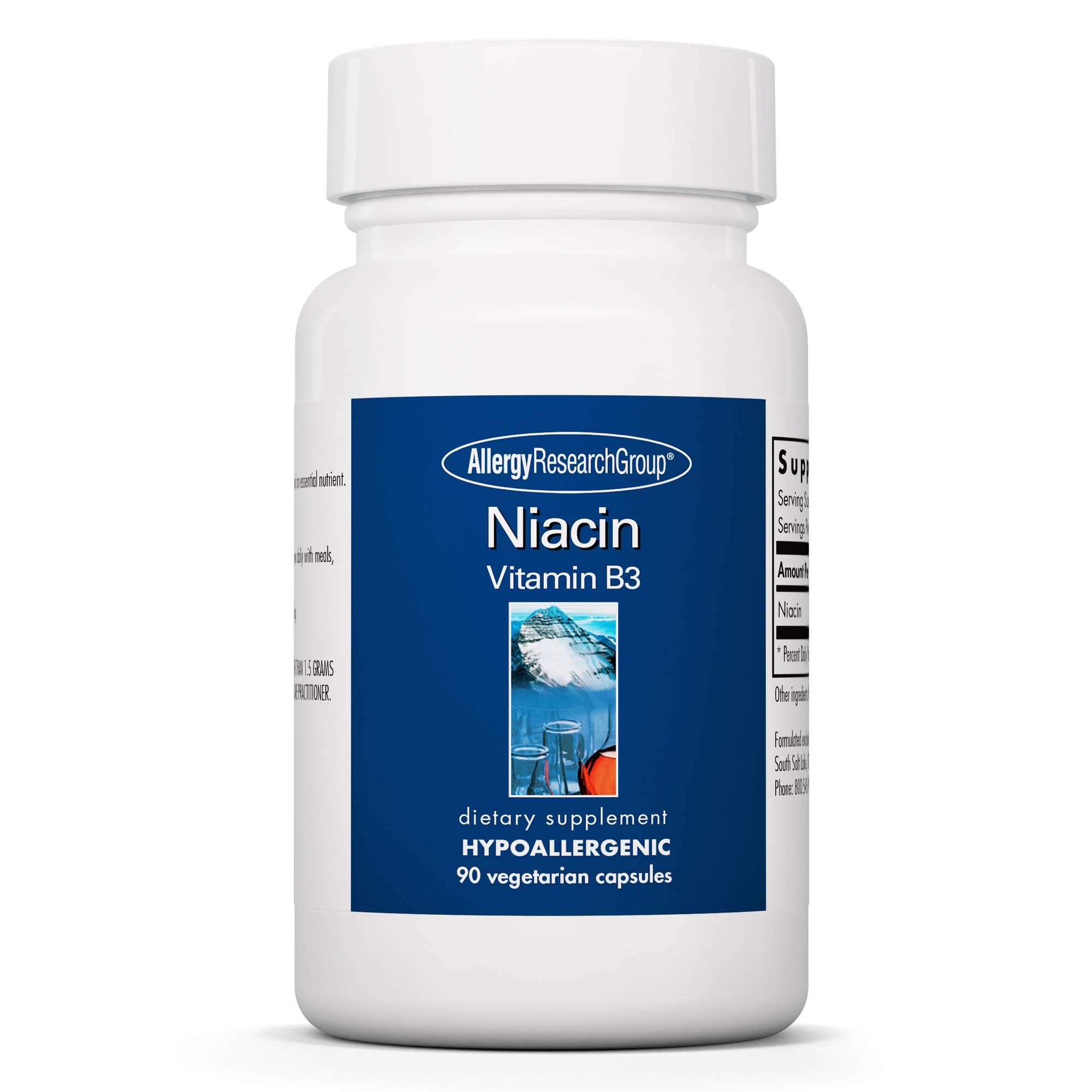 Allergy Research Group Niacin 250mg vegetarian capsules bottle