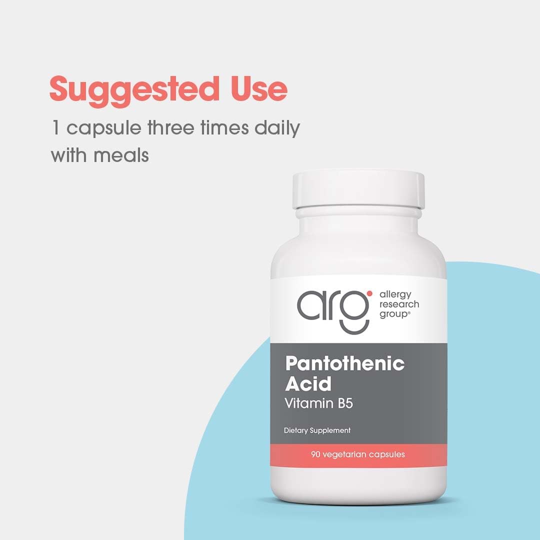 Supplement facts panel for Pantothenic Acid 500mg