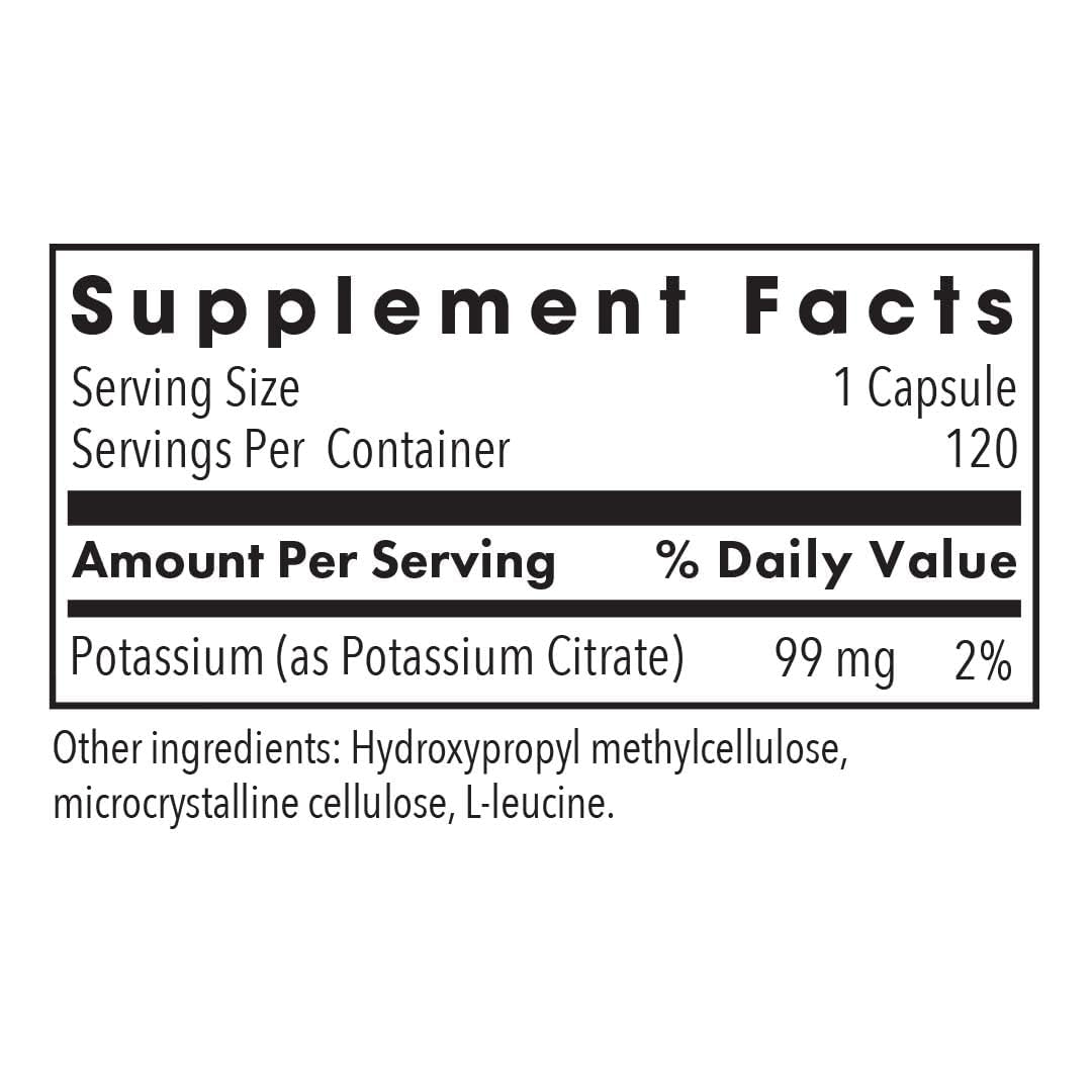 Potassium Citrate bottle label showing 120 capsules