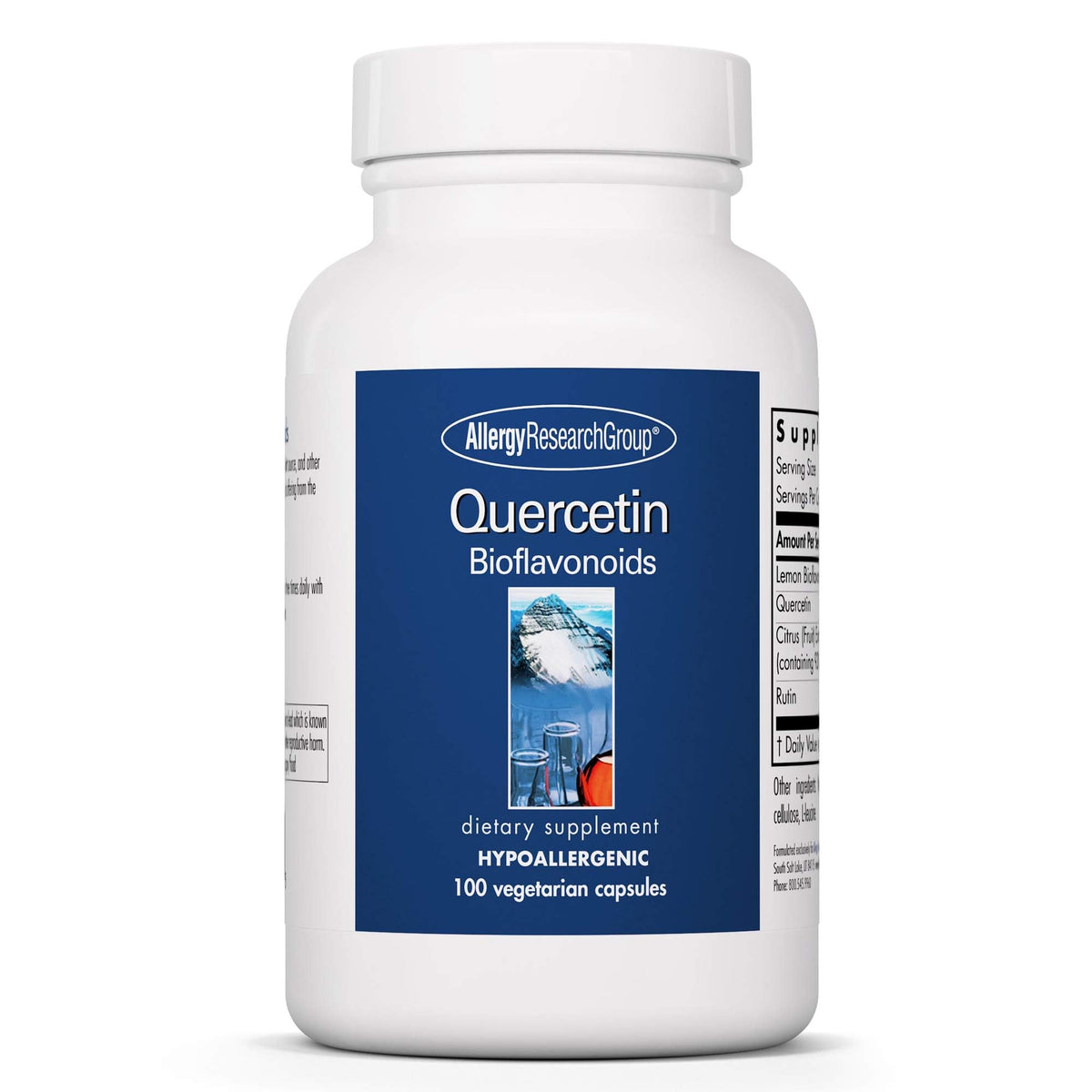Bottle of Allergy Research Group Quercetin Bioflavonoids Lemon Complex