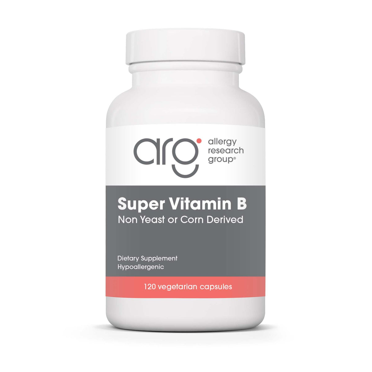 Allergy Research Group Super Vitamin B supplement bottle with capsules