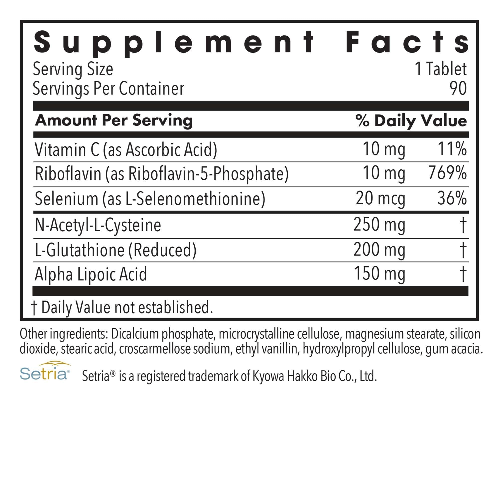 Close-up of ThioDox label highlighting NAC and Vitamin C