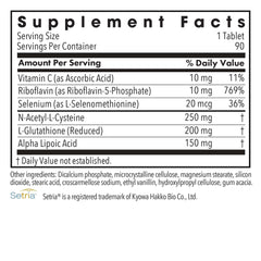 Close-up of ThioDox label highlighting NAC and Vitamin C