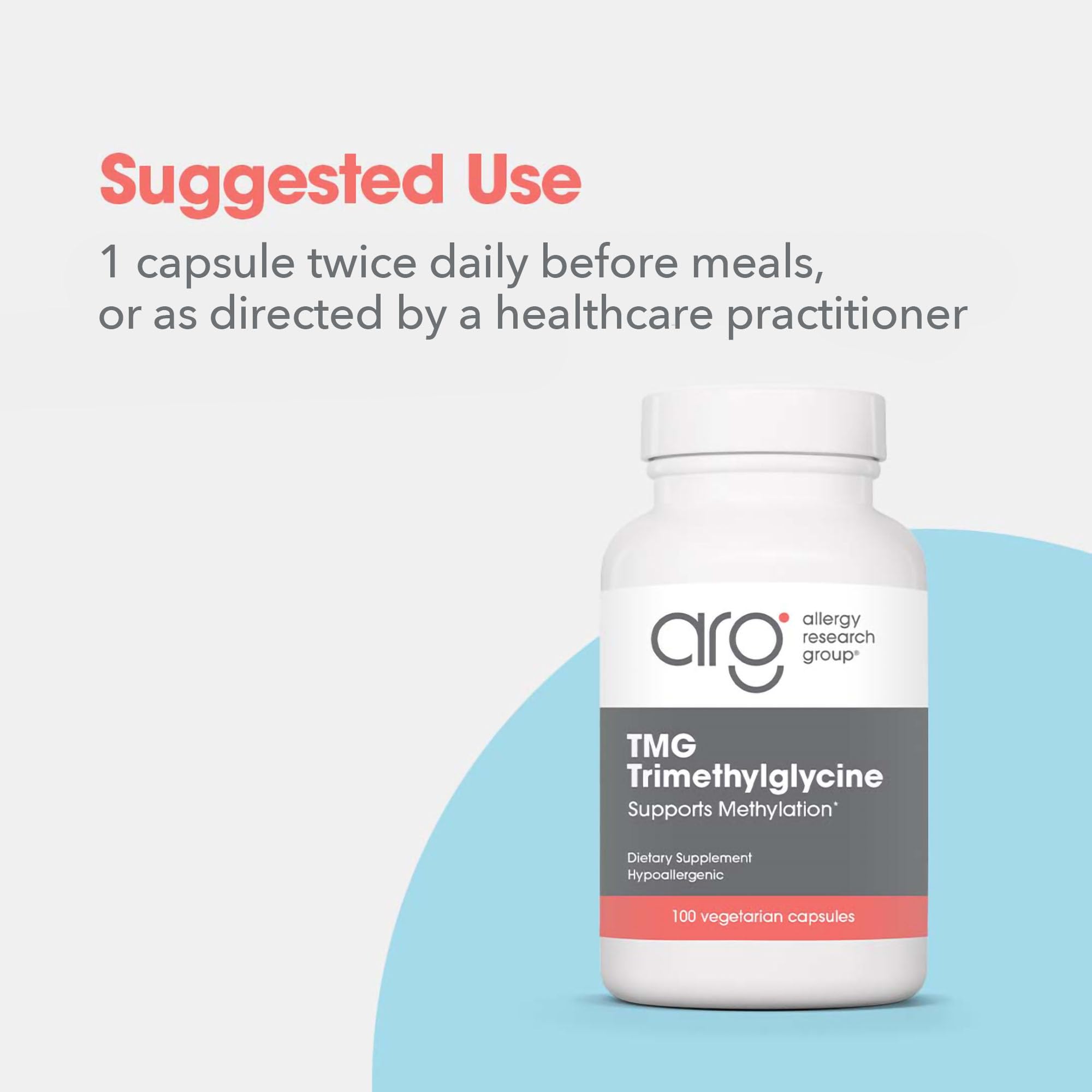 Nutrition facts label for TMG supplement