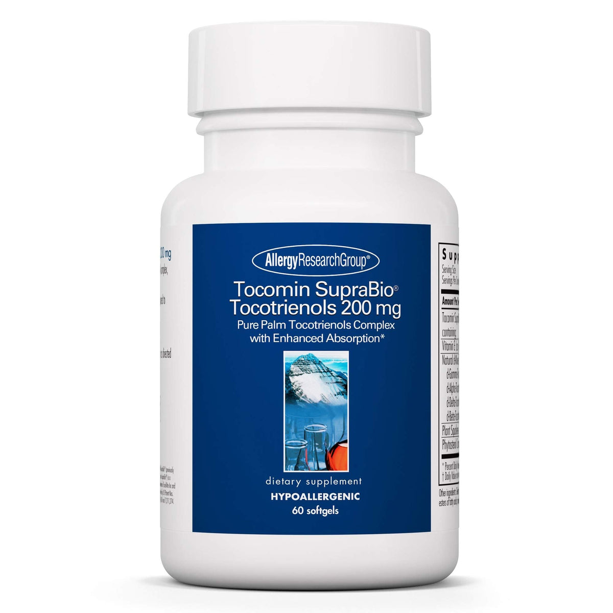 Allergy Research Group Tocomin SupraBio Tocotrienols 200 mg softgel bottle front view