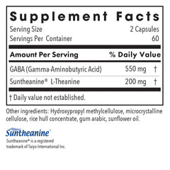 Supplement facts panel for Zen GABA L-Theanine