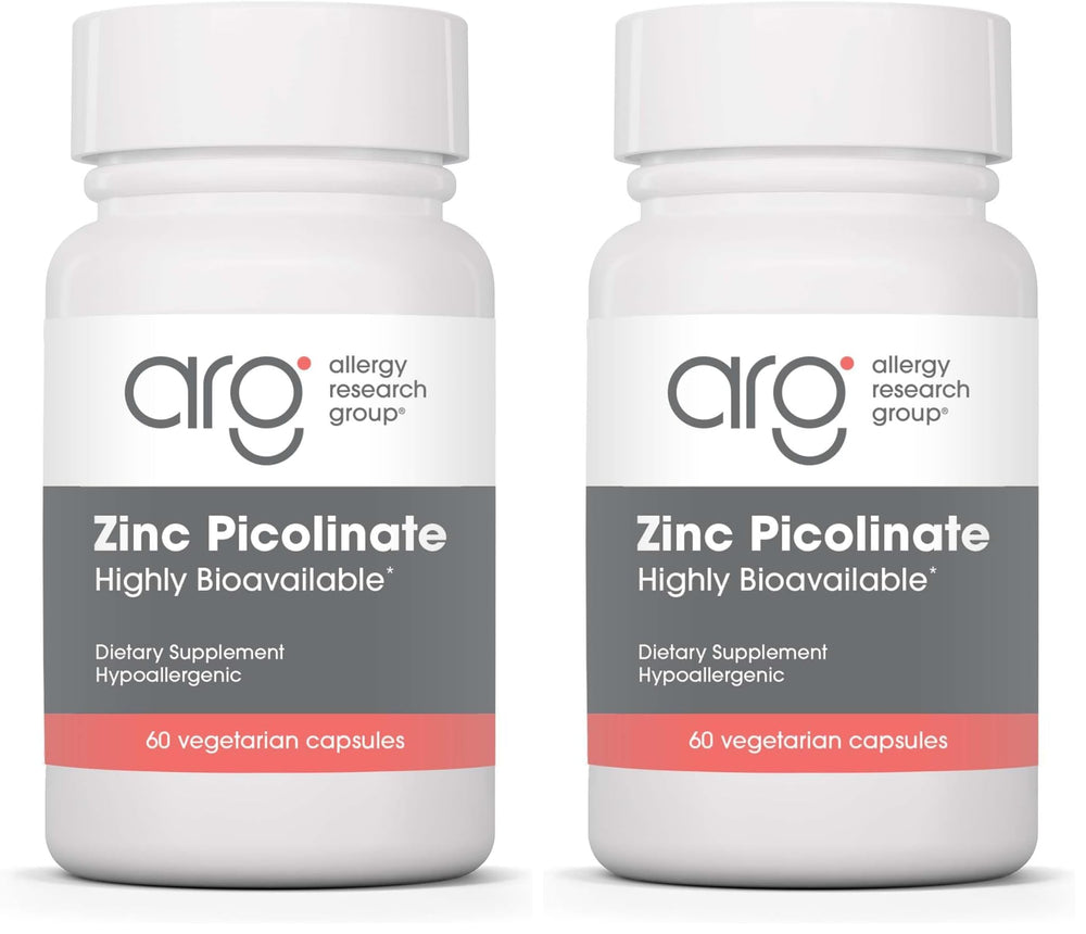 Allergy Research Group Zinc Picolinate supplement bottle – 60-count, 2-pack