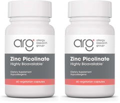 Allergy Research Group Zinc Picolinate supplement bottle – 60-count, 2-pack
