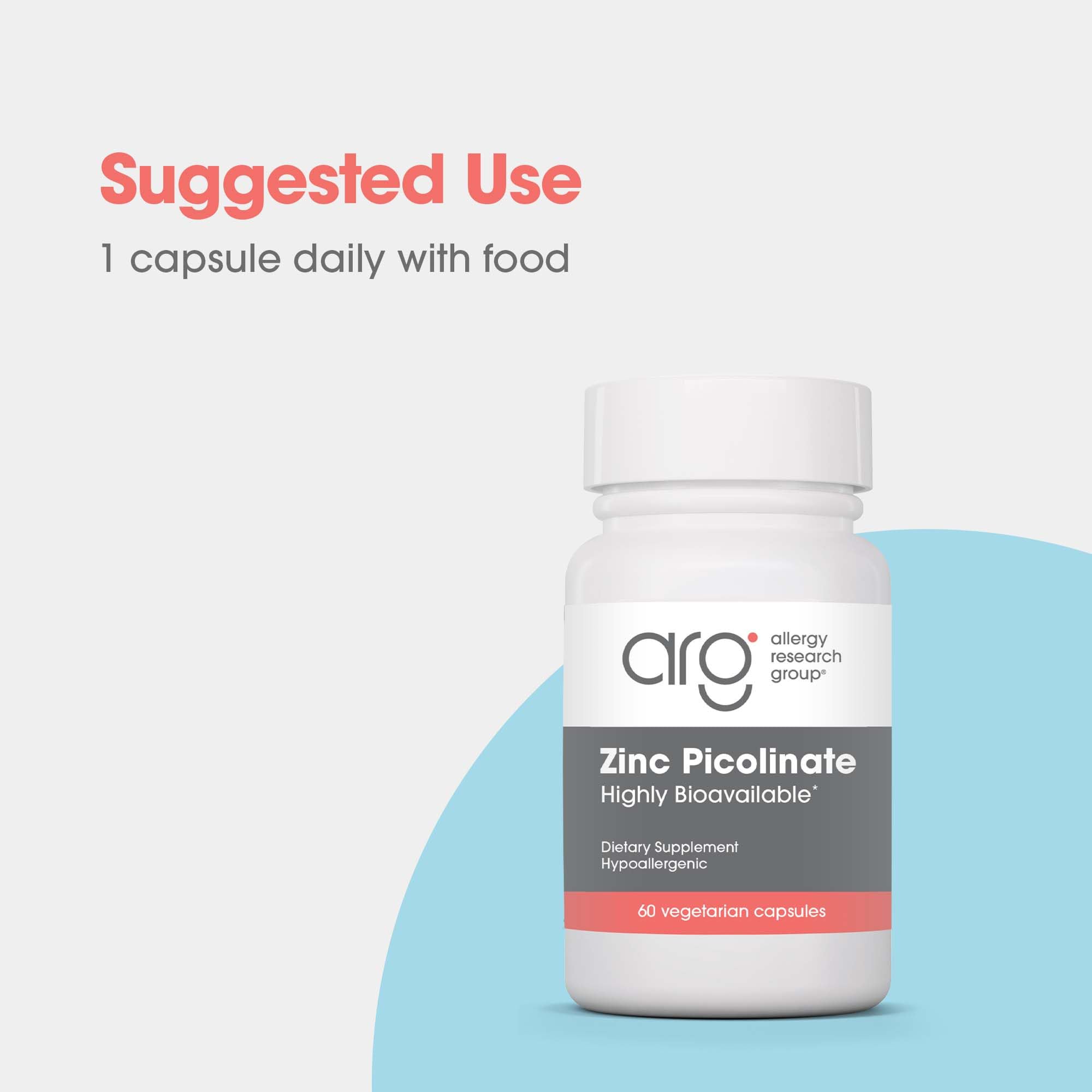 Bottle of zinc picolinate capsules for easy swallowing