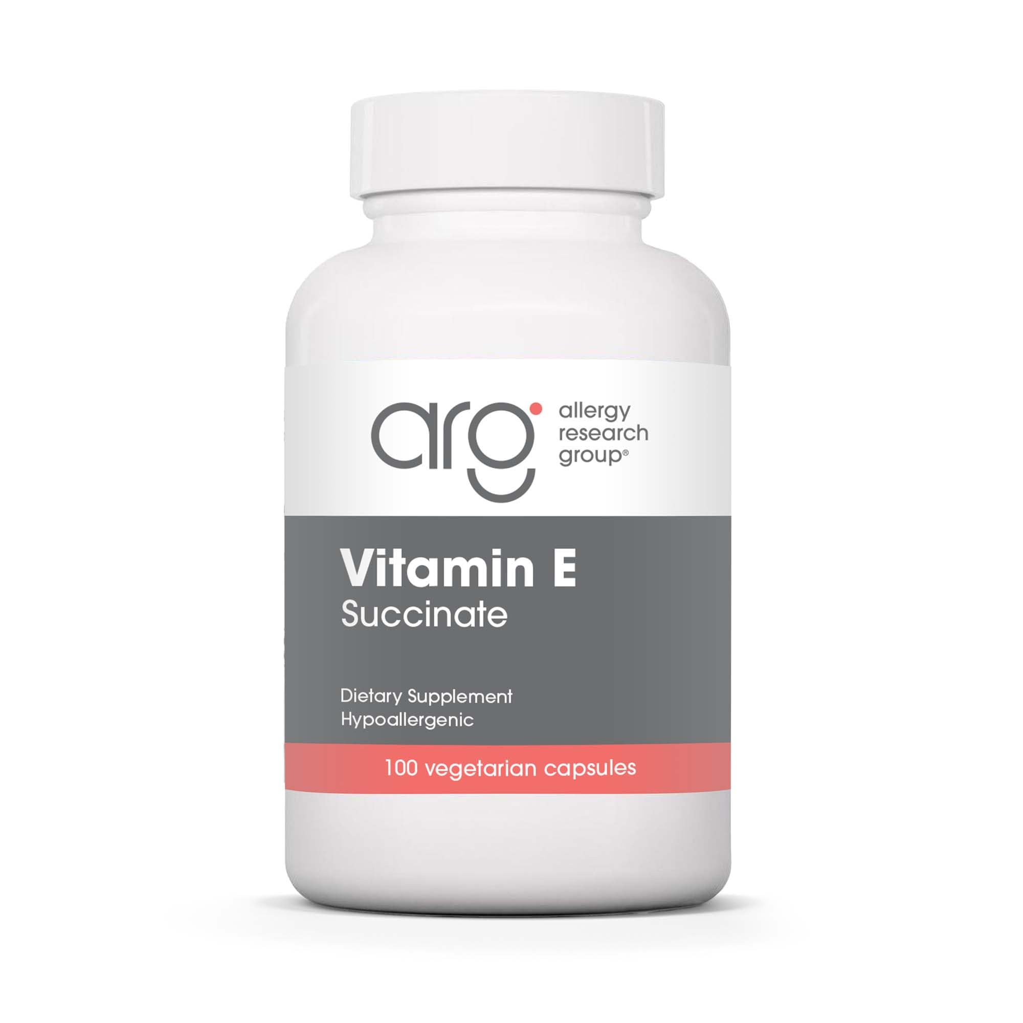 Front label of Allergy Research Group Vitamin E Succinate 400 IU bottle