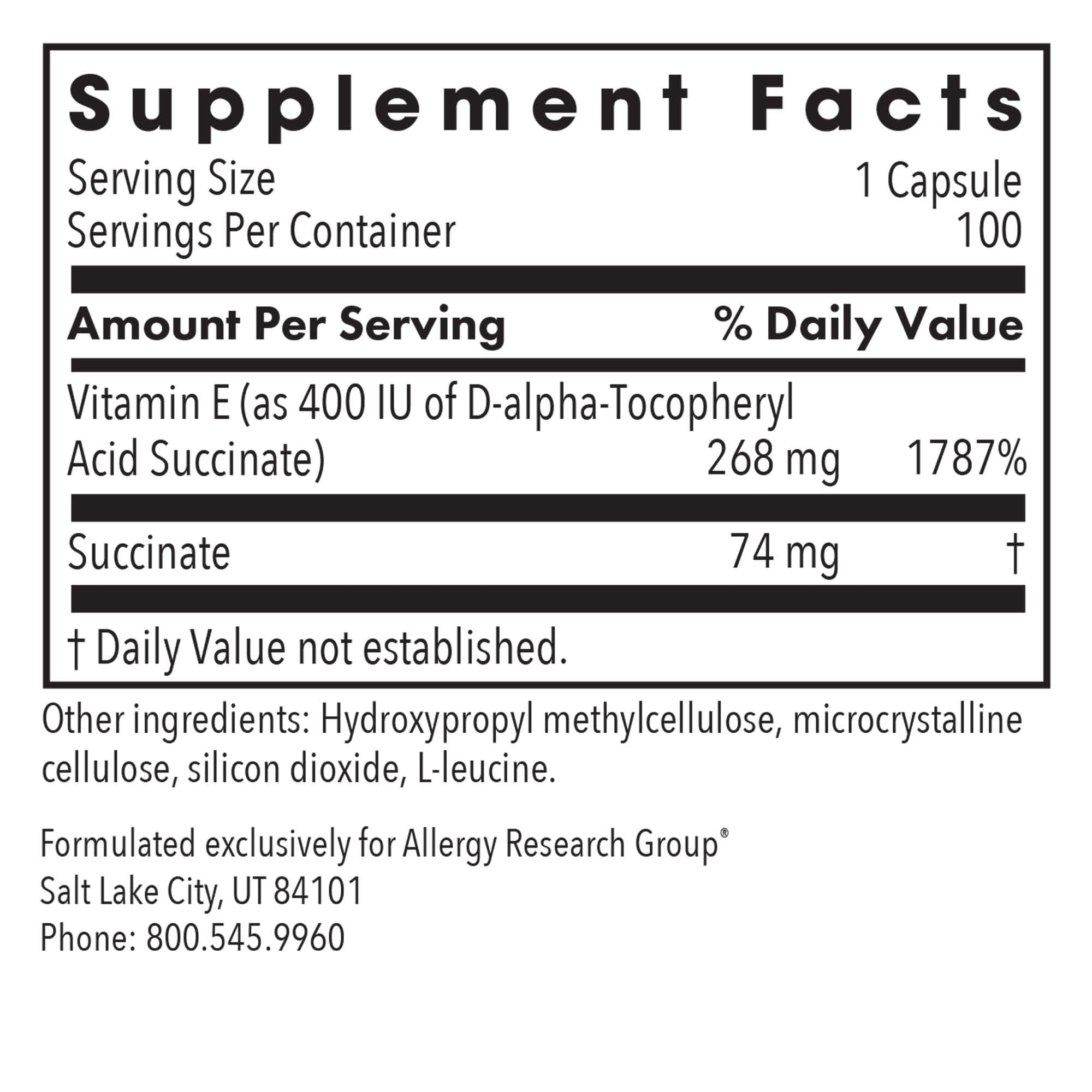 Back panel with supplement facts of the bottle