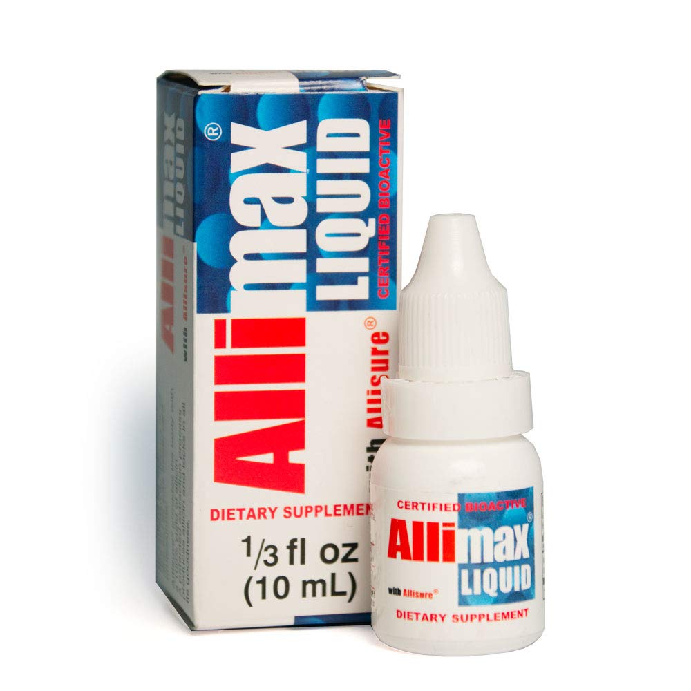 Allimax Nutraceuticals Liquid bottle, 0.33 fl oz (10 mL).