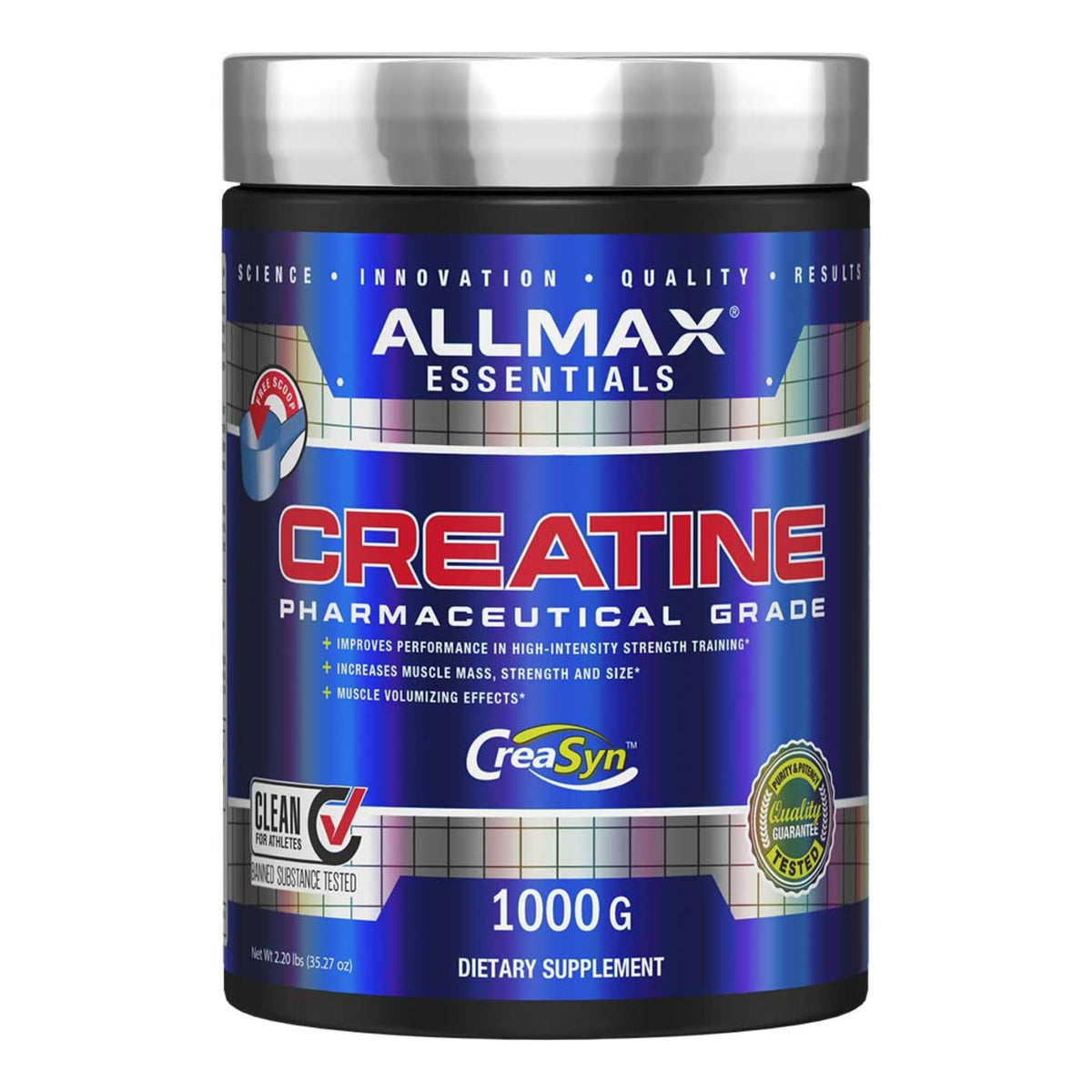 Front view of ALLMAX Essentials Creatine 1000 g powder