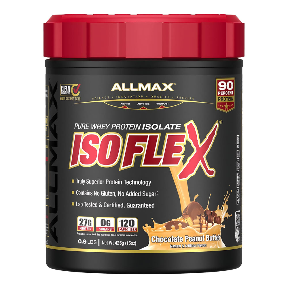 ALLMAX ISOFLEX bottle ready for a post-workout protein shake.