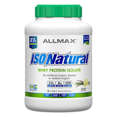 ALLMAX ISONATURAL Vanilla packaging highlights a natural whey protein option for clean nutrition