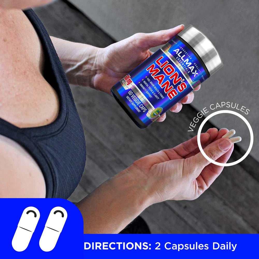 Close-up of a single Lion's Mane veggie capsule