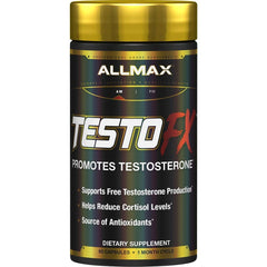 Allmax TestOFx bottle front with capsules for daily vitality support.