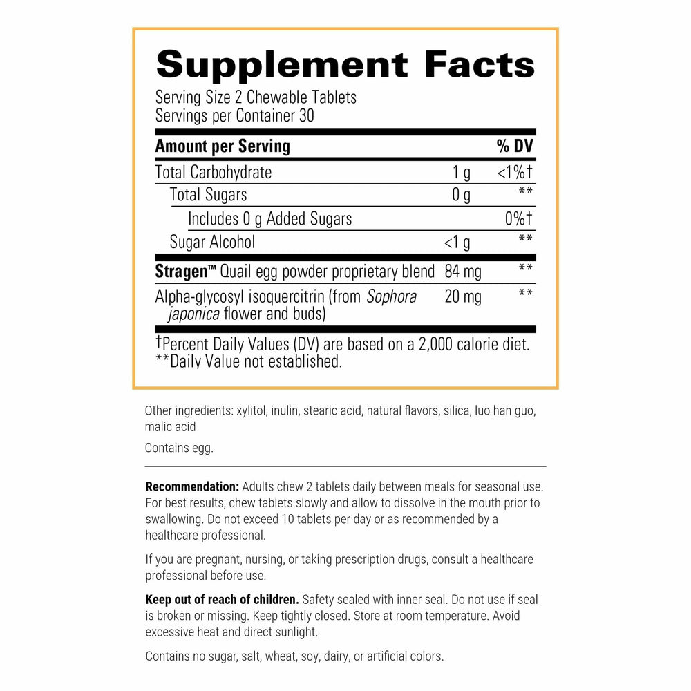 Back panel of AllQlear Berry Flavored Immune Support Chewables