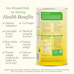 Almased diet plan pamphlet under can lid guiding weight-management steps