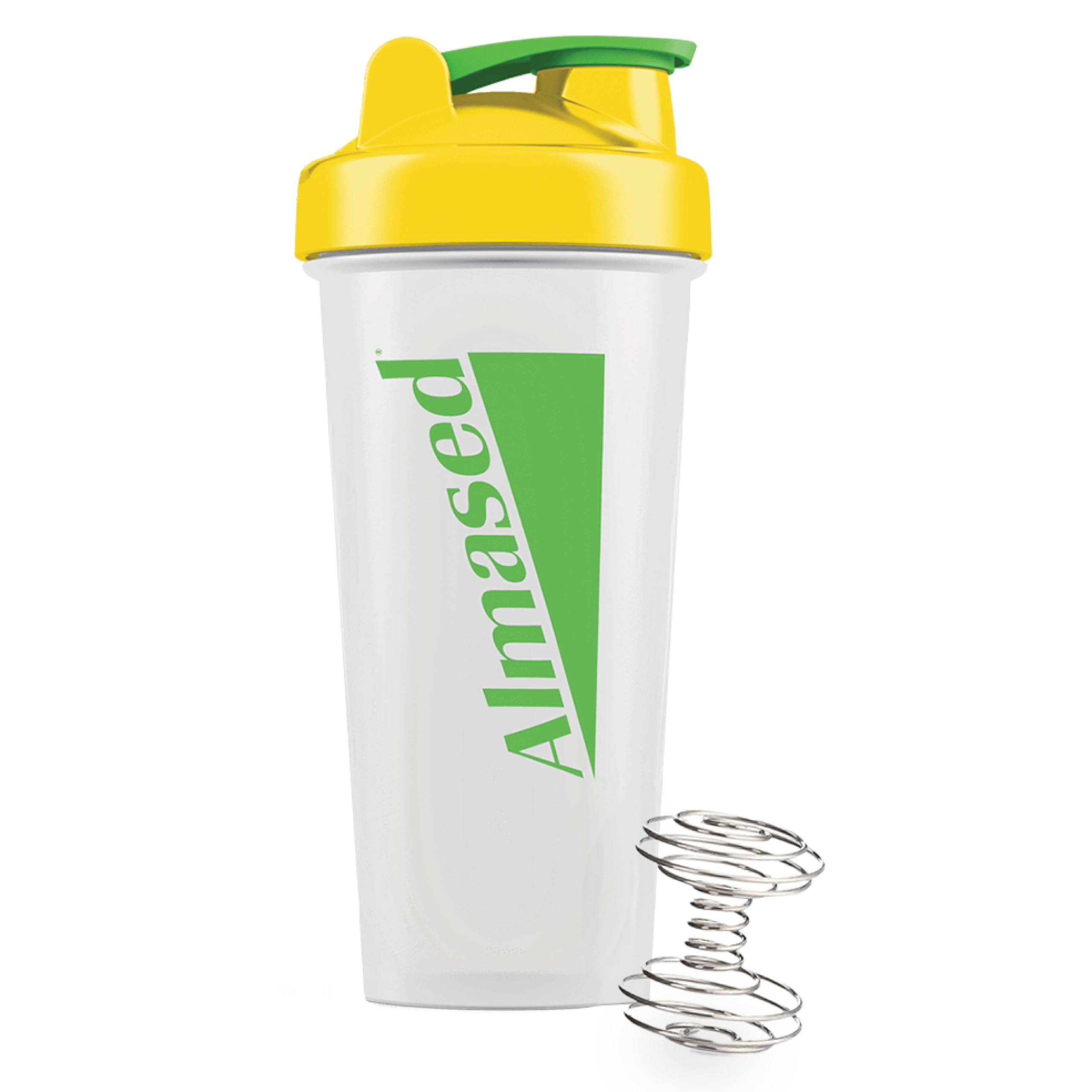 Almased Protein Shaker Bottle with dumbbell whisk delivers ultra-smooth blends for protein shakes.