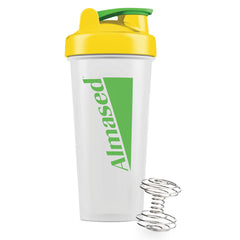 Almased Protein Shaker Bottle with dumbbell whisk delivers ultra-smooth blends for protein shakes.