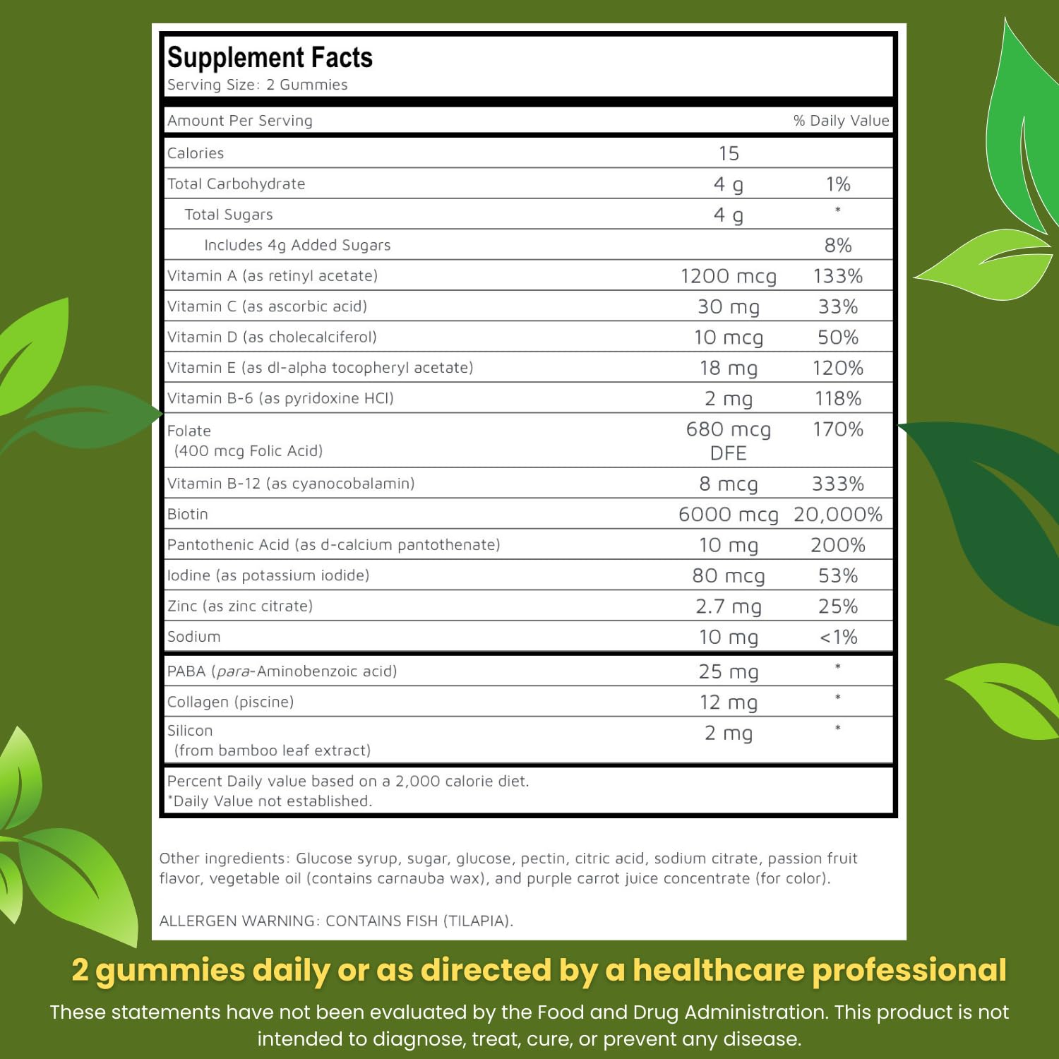 Biotin and collagen ingredients highlighted on bottle
