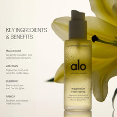 Close-up of ingredients: magnesium, valerian root, arnica