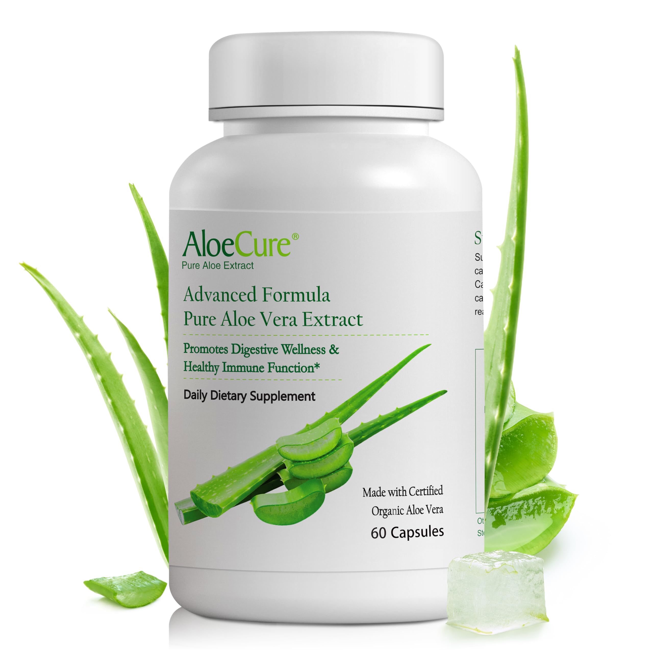AloeCure Organic Aloe Vera Capsules bottle on a white background