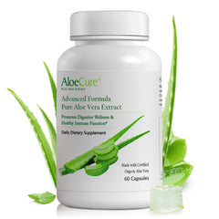 AloeCure Organic Aloe Vera Capsules bottle on a white background