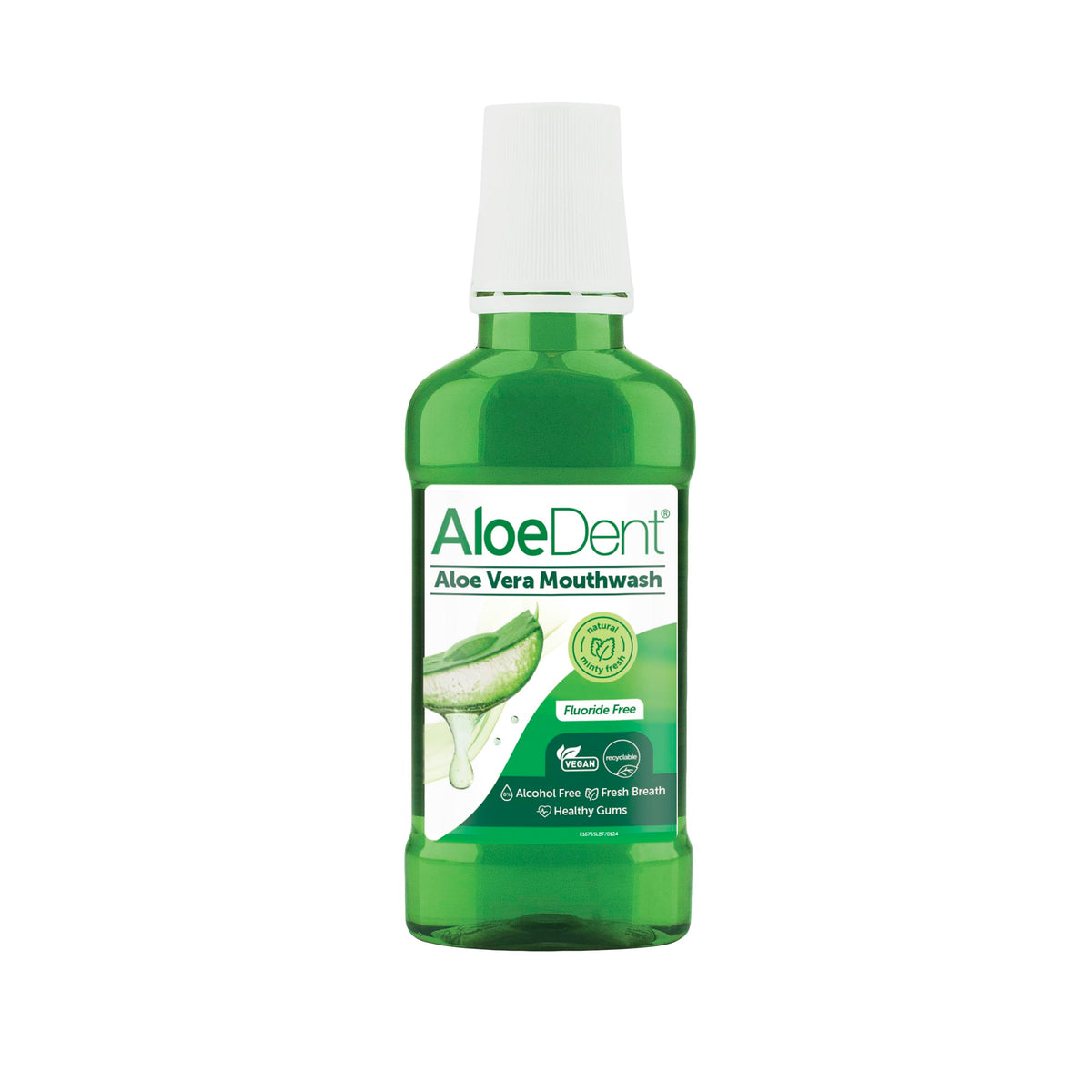 Aloe Dent Natural Mouthwash 250ml bottle on white background