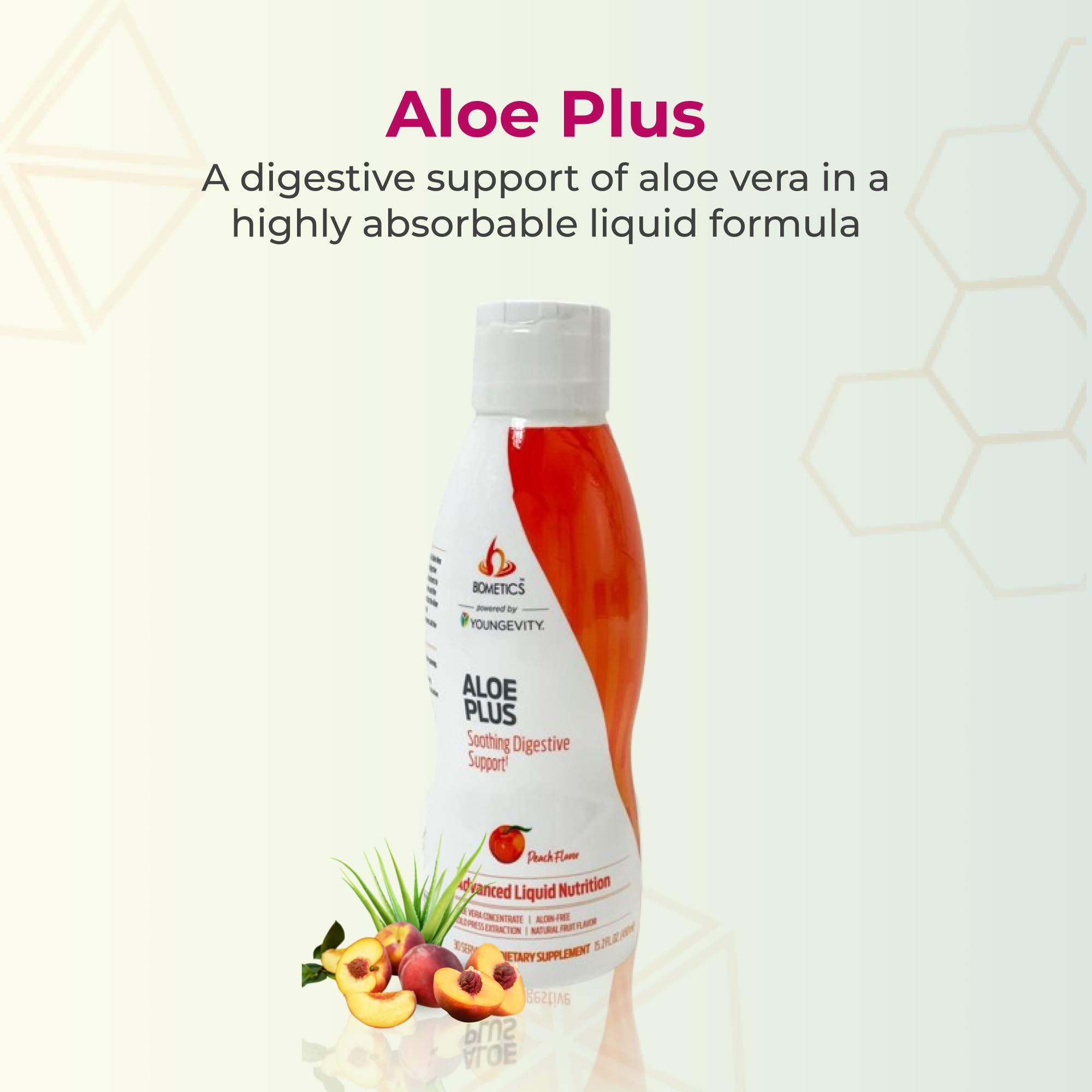 Close-up of Aloe Plus digestive support bottle