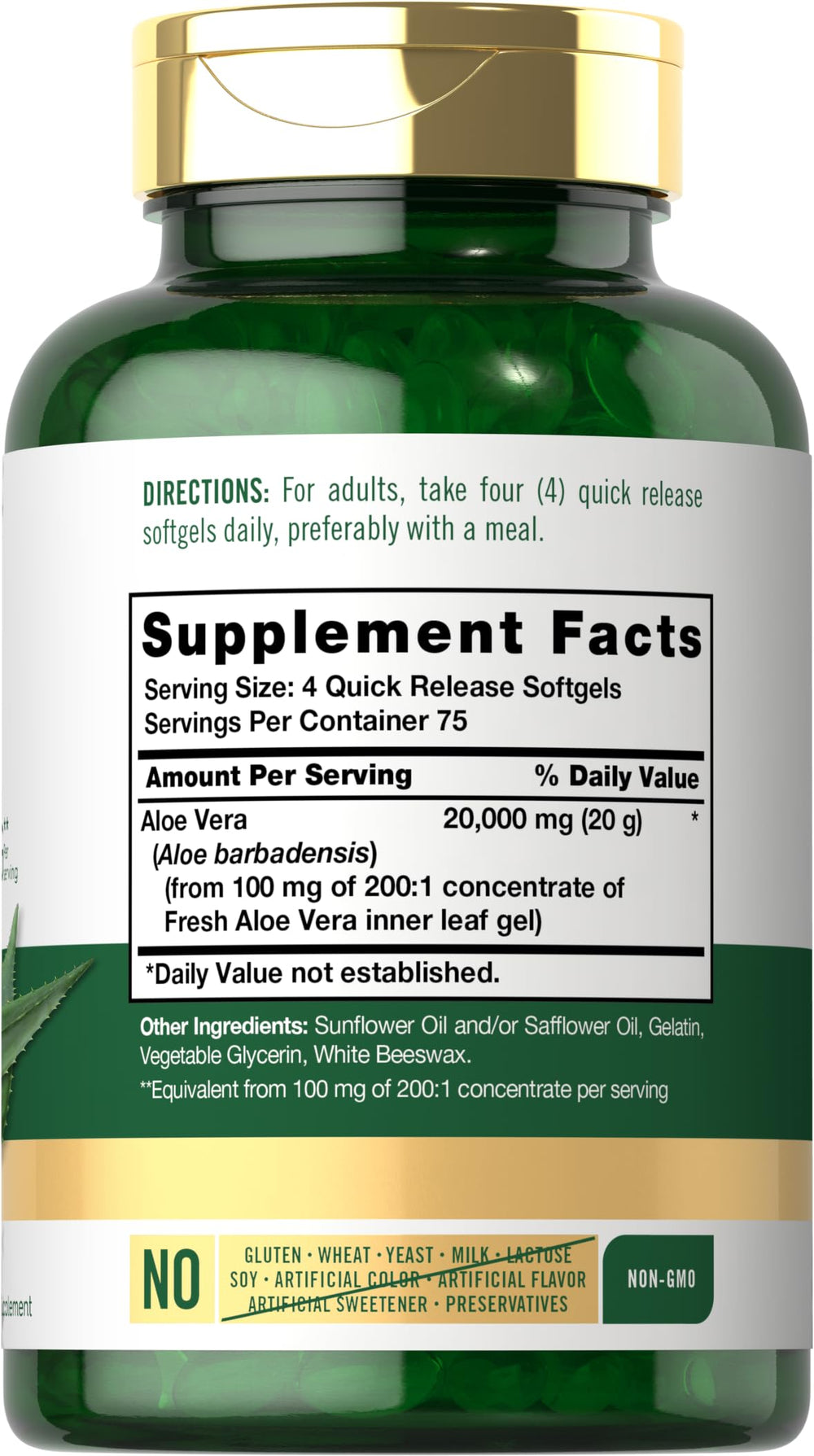 Close-up of Aloe Vera gel softgels
