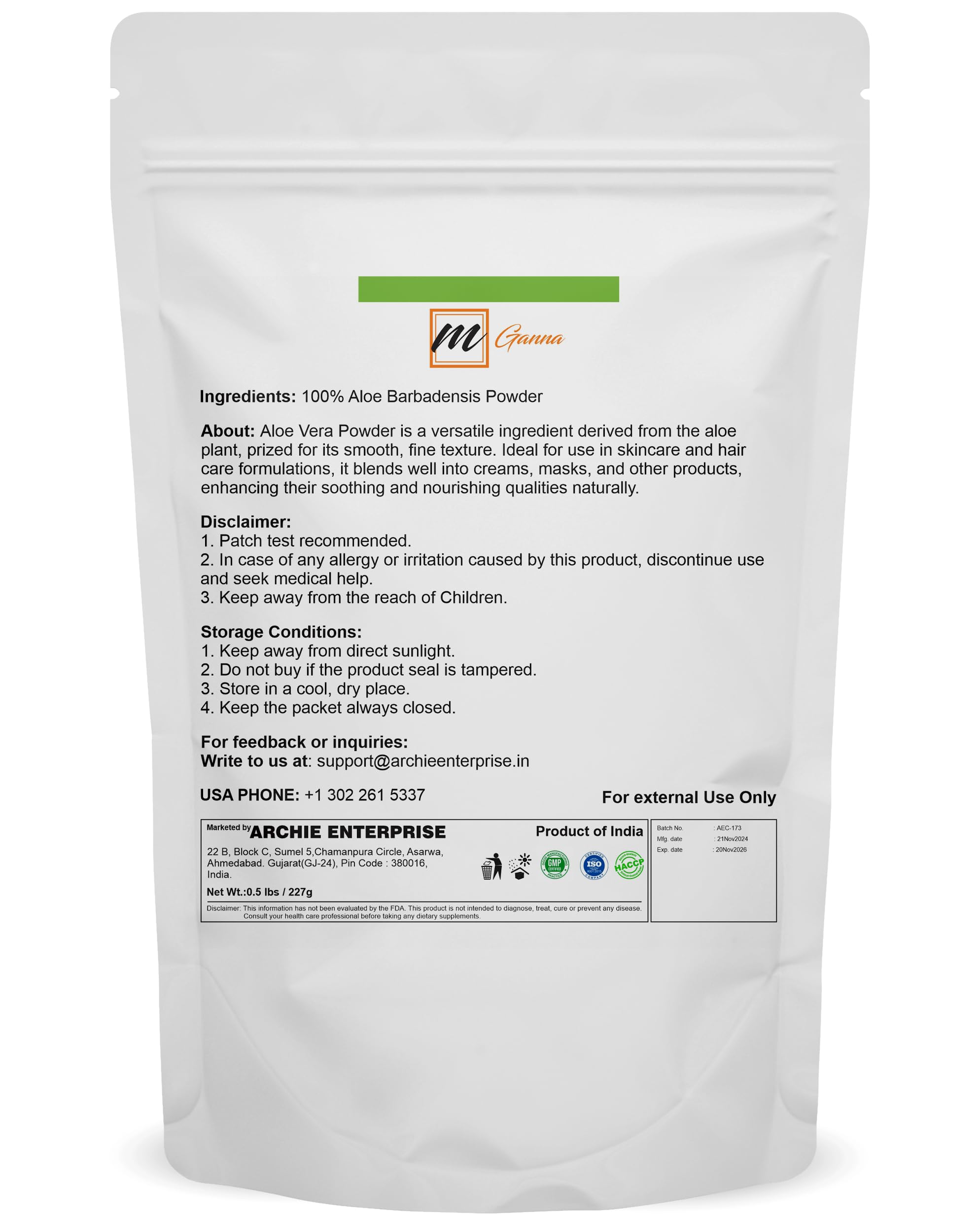 Close-up of finely milled Aloe Vera powder for skincare