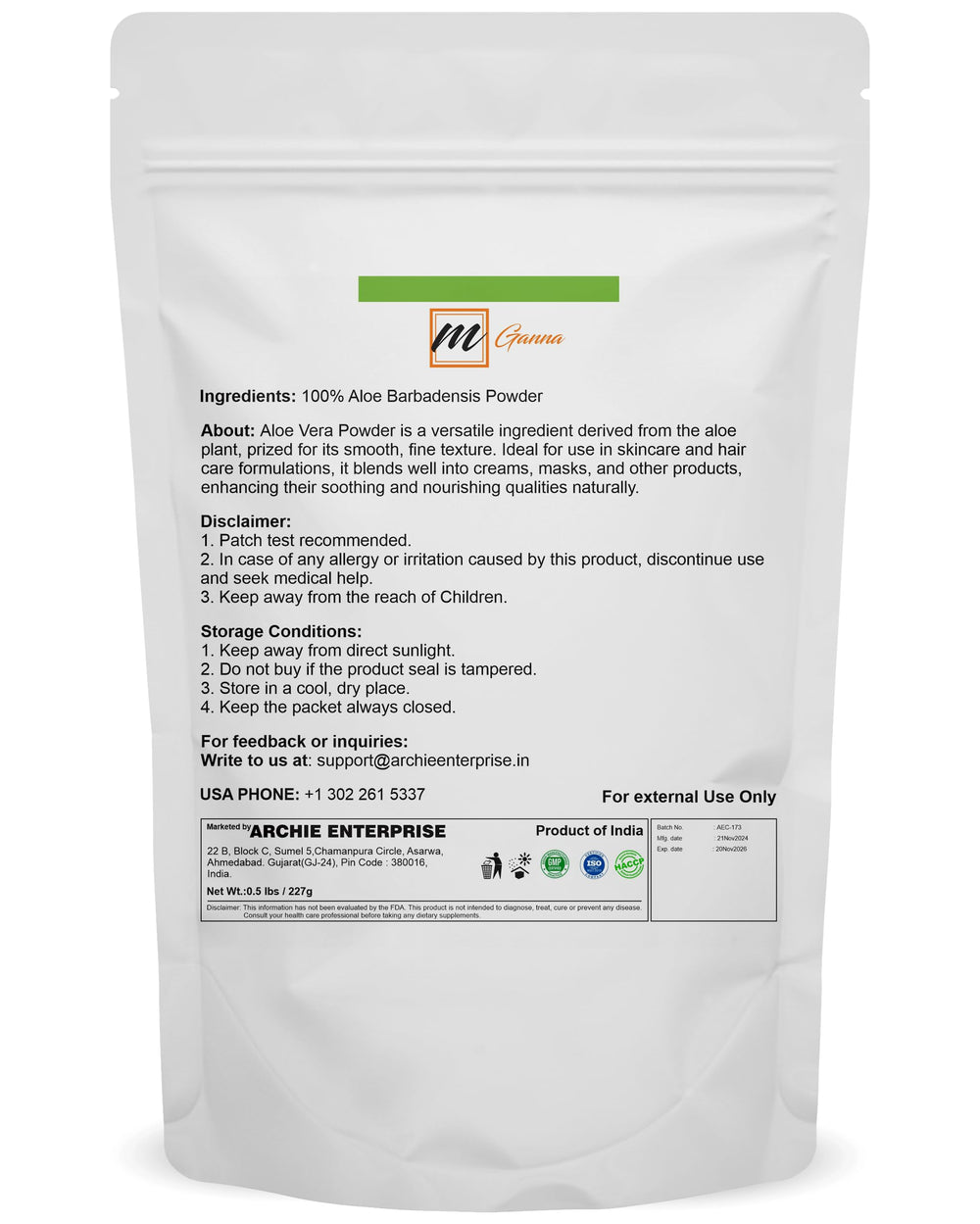 Close-up of finely milled Aloe Vera powder for skincare