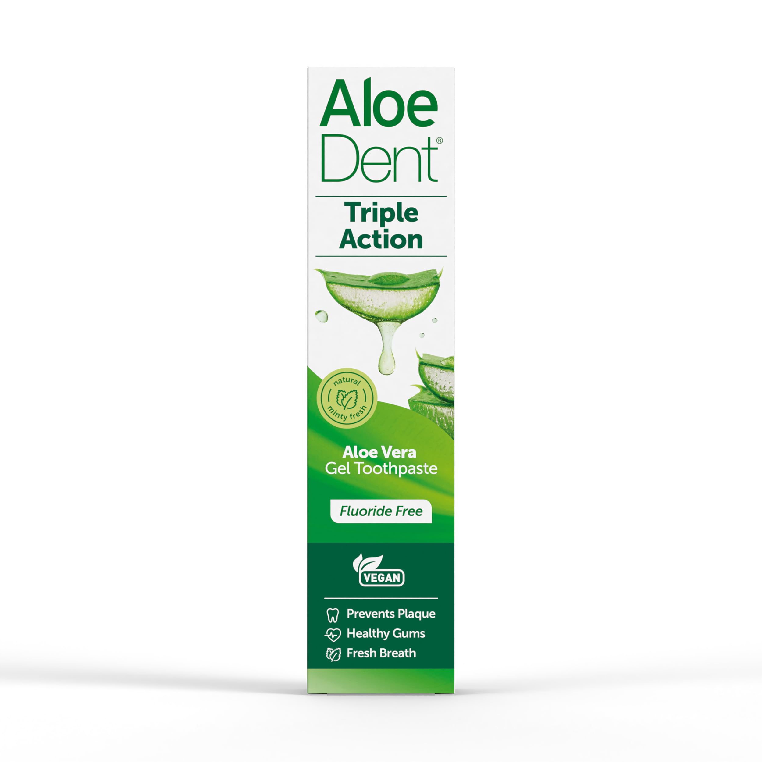Front view of AloeDent packaging