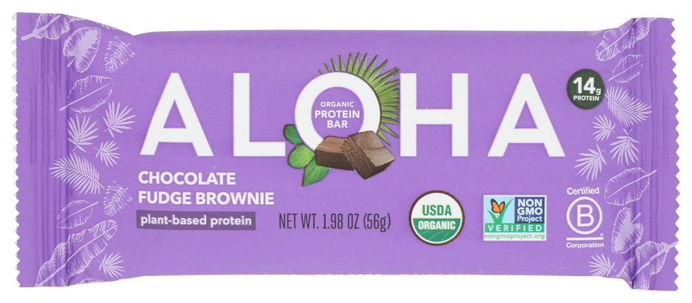 Aloha Chocolate Fudge Brownie Protein Bar 12-pack – front view