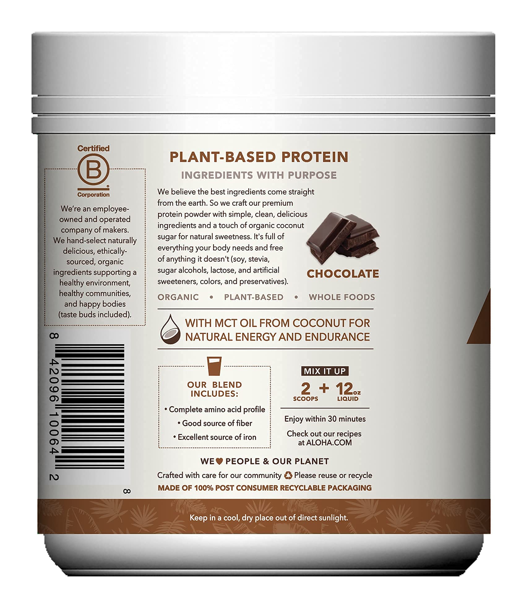 Close-up of organic ingredients listed on the label