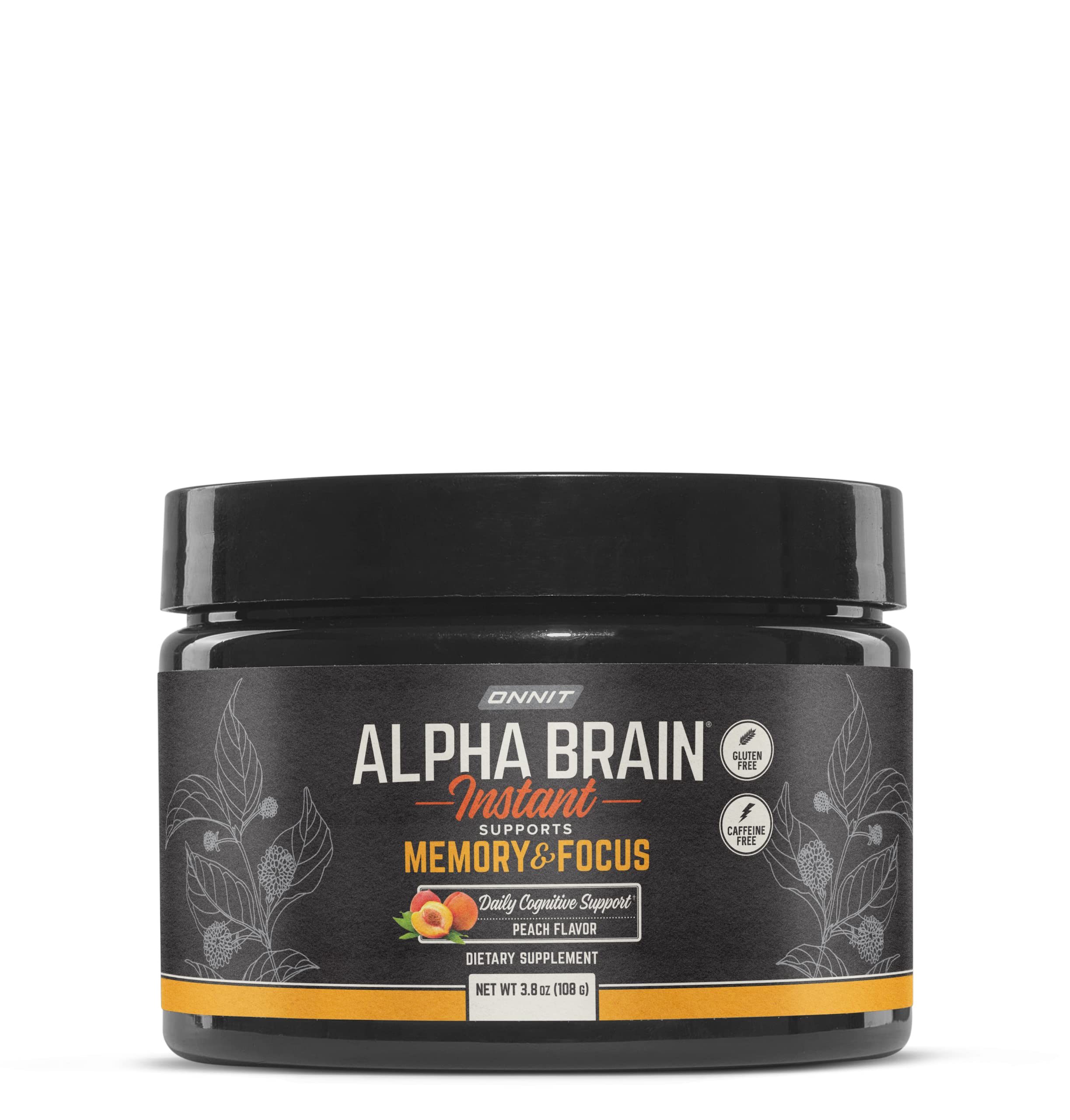 Alpha BRAIN Instant Peach 30-serving tub – front view