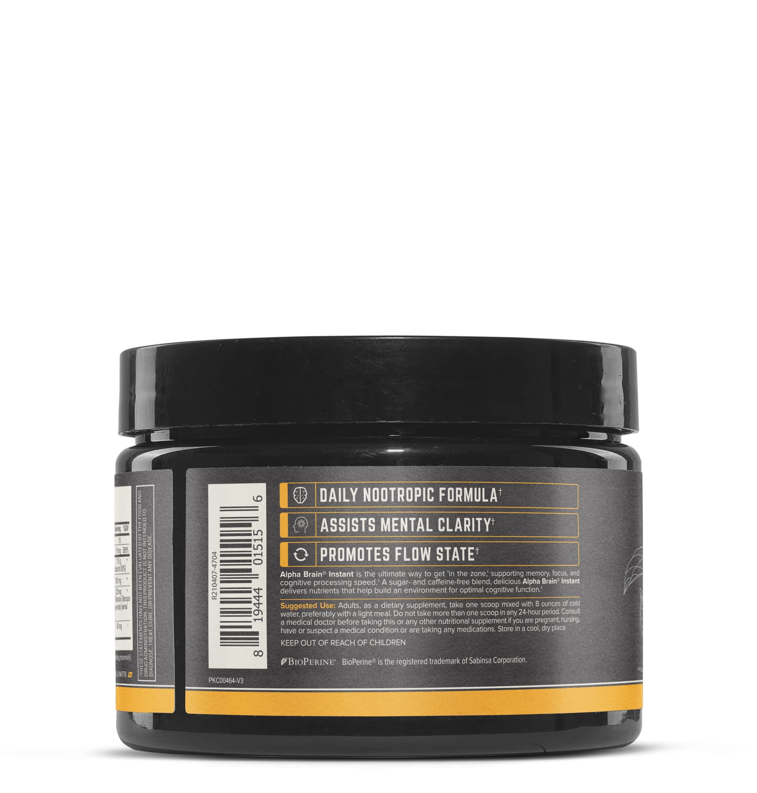 Peach-flavored drink mix powder for Alpha BRAIN Instant Peach – close-up