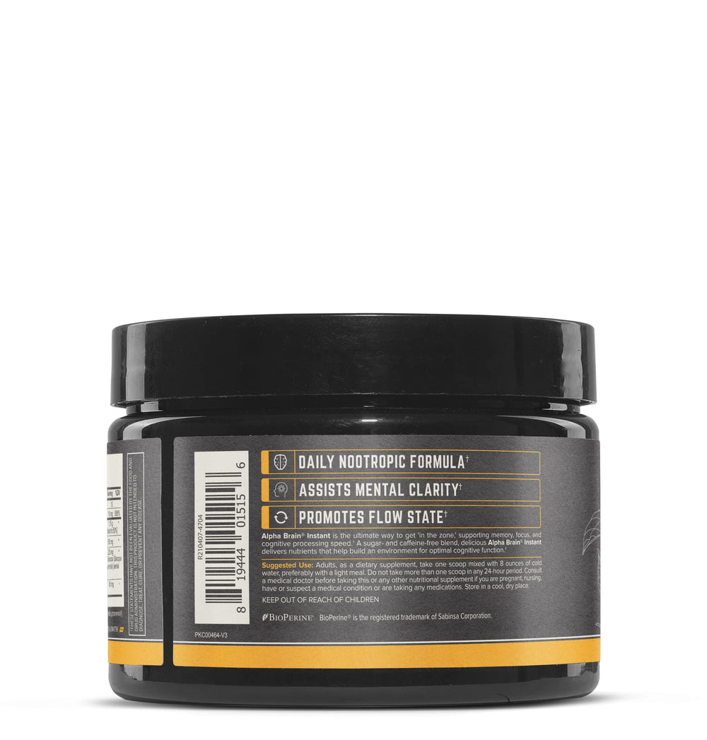 Peach-flavored drink mix powder for Alpha BRAIN Instant Peach – close-up