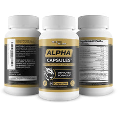 Vegan capsules packaging for Alpha Capsules blood flow supplement
