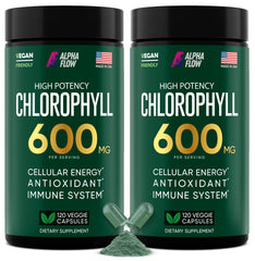 Alpha Flow 2-pack chlorophyll capsules bottle on white background