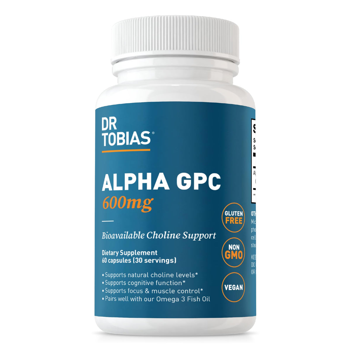 Dr. Tobias Alpha GPC 600mg bottle front view