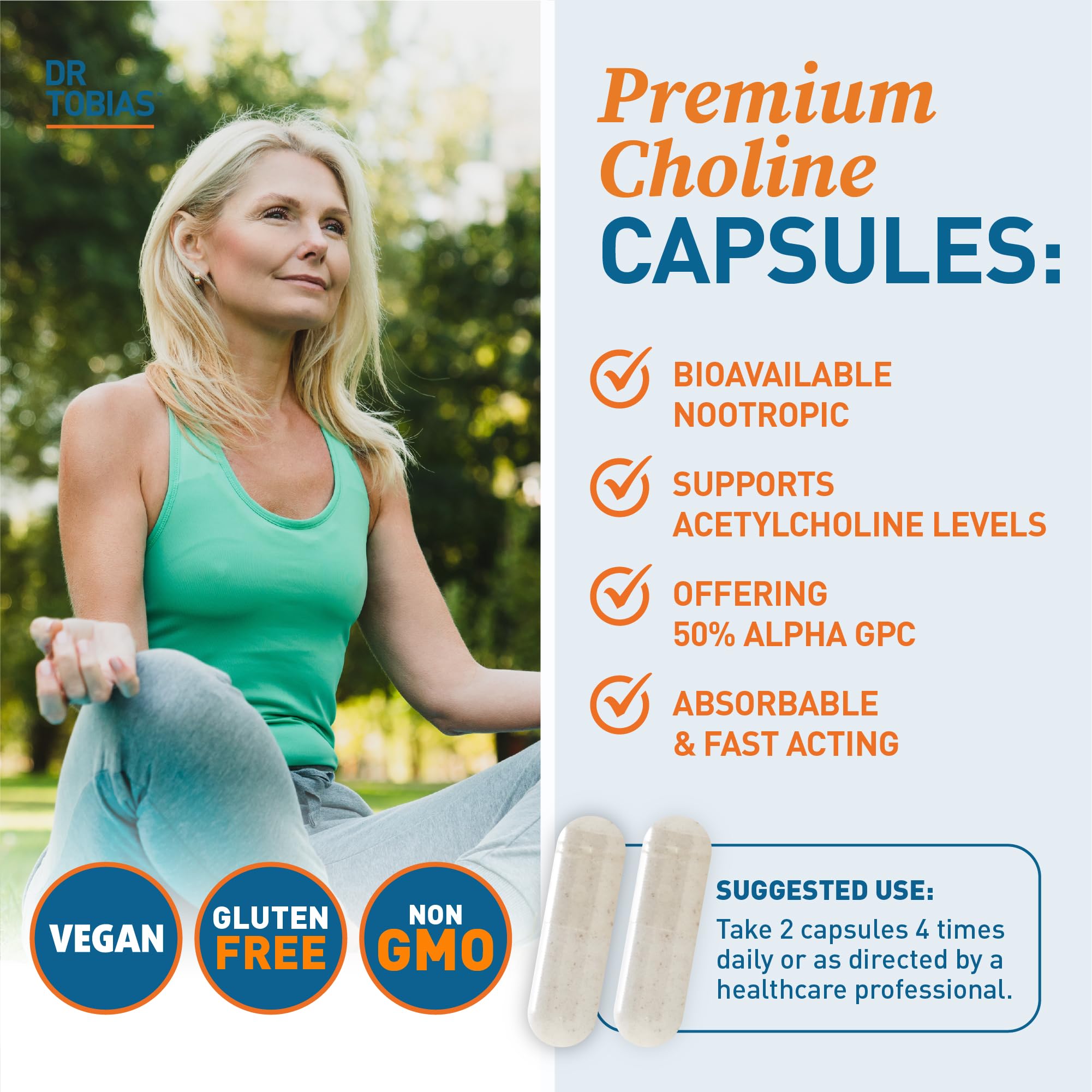 Alpha GPC capsules inside a bottle