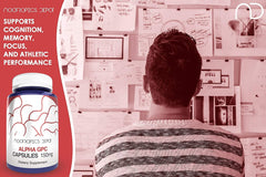 Packaging with bottle and box of Alpha GPC capsules