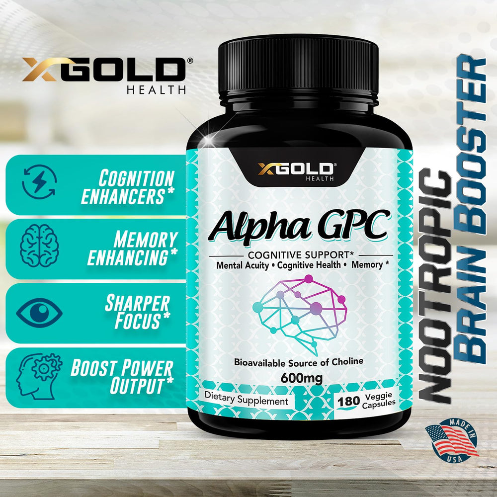 180 count vegan capsules packaging for Alpha GPC Choline