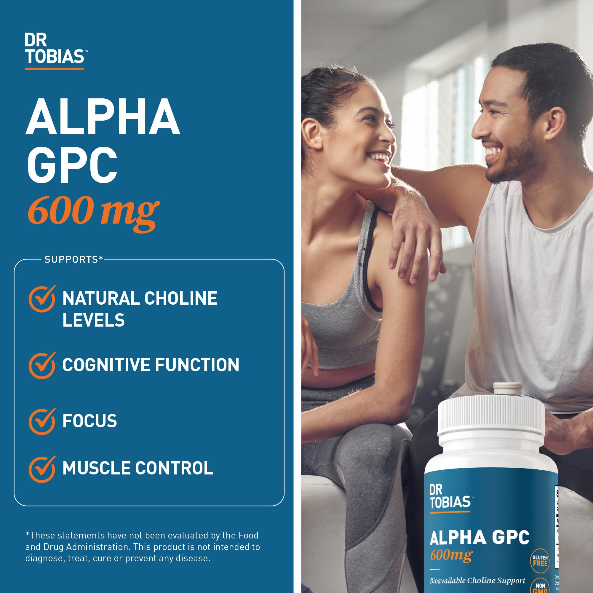 Supplement facts label for Alpha GPC 600mg