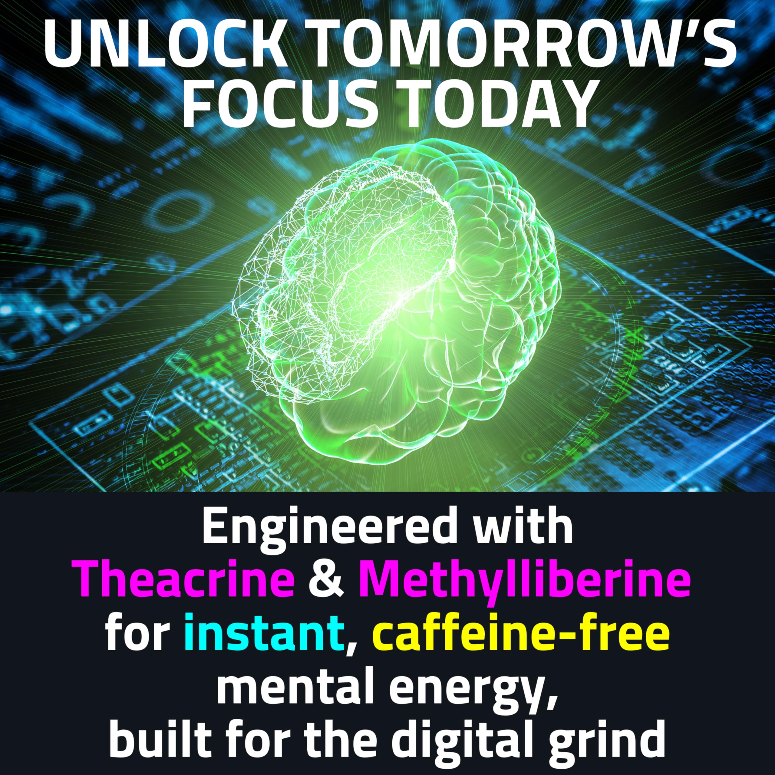 Close-up of bottle with label for Alpha GPC Teacrine Gummies