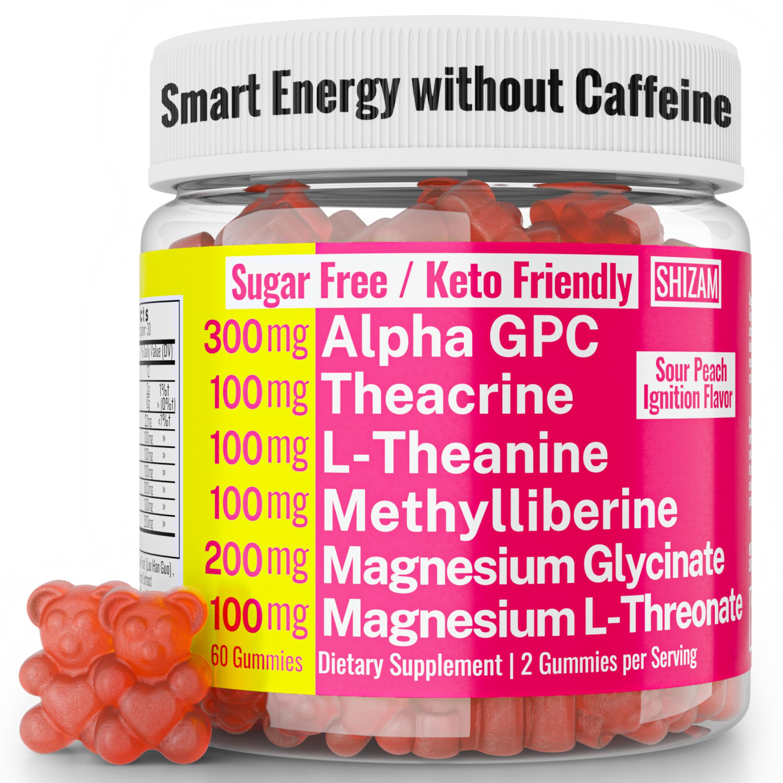 Hero image showing Alpha GPC Teacrine Gummies bottle