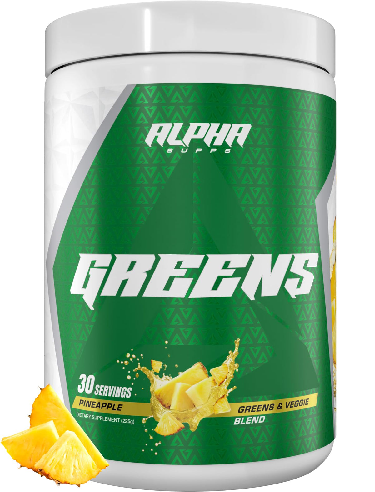 Alpha Greens Pineapple flavor bottle front